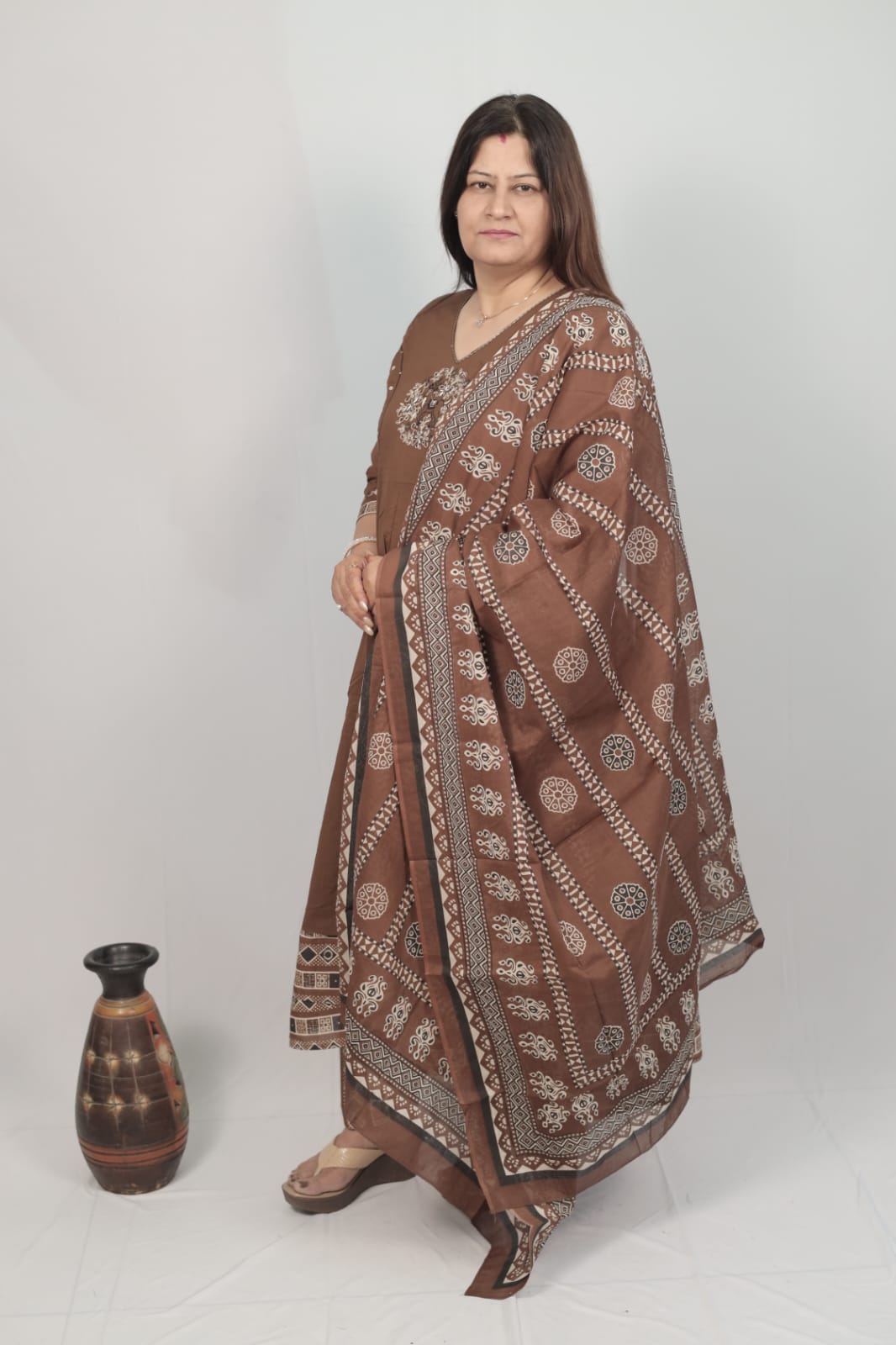 Earthy Brown Printed Suit Set